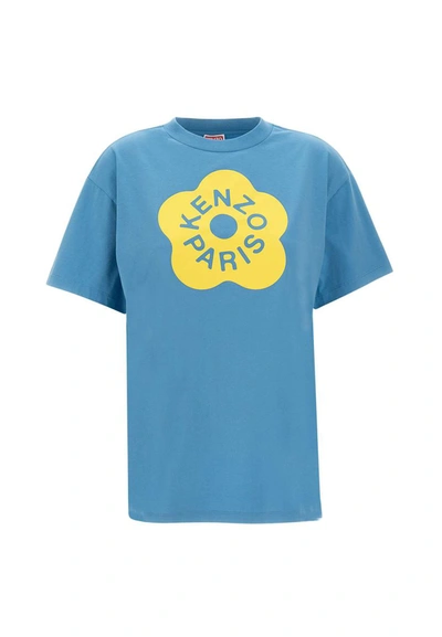 Shop Kenzo Paris "boke Flower" Cotton T-shirt In Blue