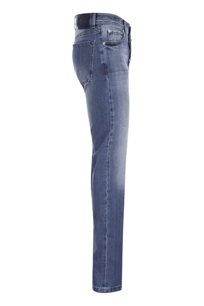 Shop Kiton 5-pocket Cotton Jeans In Medium Denim