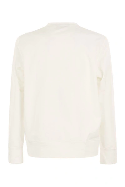 Shop Kiton Cotton Crewneck Sweatshirt With Logo In White