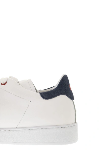 Shop Kiton Leather Sneakers In White