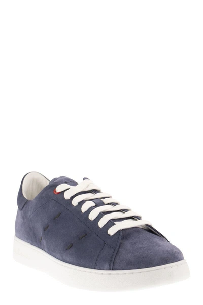 Shop Kiton Suede Sneakers In Blue