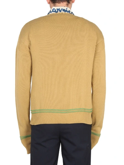 Shop Marni Knit Sweatshirt With Logo In Yellow