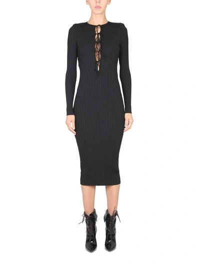 Shop Philosophy Di Lorenzo Serafini Knitted Midi Dress In Black