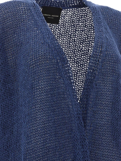 Shop Roberto Collina Knitted Open Cardigan In Blue