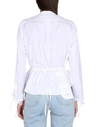 Shop Aspesi Korean Collar Shirt In White