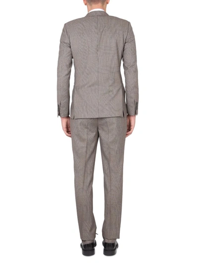 Lardini Double-breasted Checked-pattern Suit In Brown
