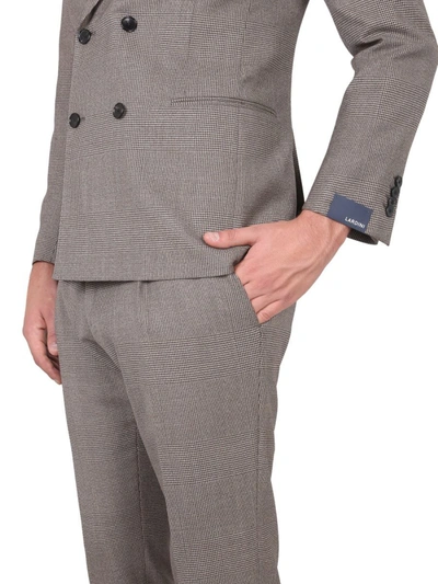 Lardini Double-breasted Checked-pattern Suit In Brown