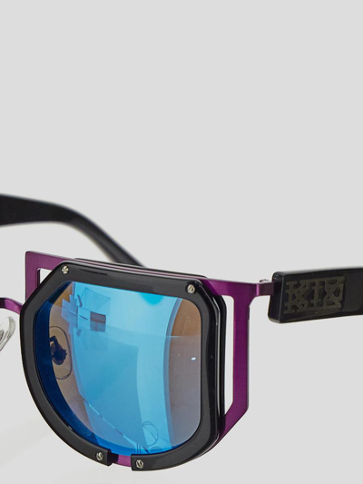 Shop Ktz Iridescent Sunglases In <p> Sunglasses In Purple Metal With Blue Iridescent Lenses