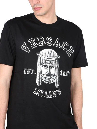 Shop Versace La Maschera Logo T-shirt In Black