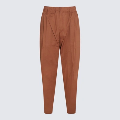 Shop Laneus Brown Chocolate Cotton Stretch Pants In <p>brown Chocolate Cotton Stretch Pants From  Featuring Belt Loops, Side Pockets And Chino Sty