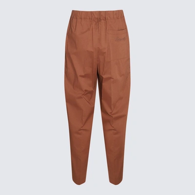 Shop Laneus Brown Chocolate Cotton Stretch Pants In <p>brown Chocolate Cotton Stretch Pants From  Featuring Belt Loops, Side Pockets And Chino Sty