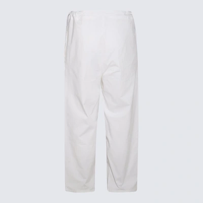 Shop Laneus White Cotton Pants In <p>white Cotton Pants From  Featuring Elasticated Waistband With Drawstring, Side Pockets And