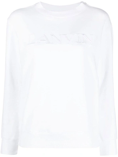 Shop Lanvin Classic  Embroidered Crew Neck Clothing In White