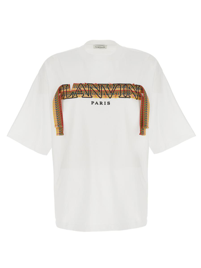 Shop Lanvin Embroidered Curb Lace T-shirt In White