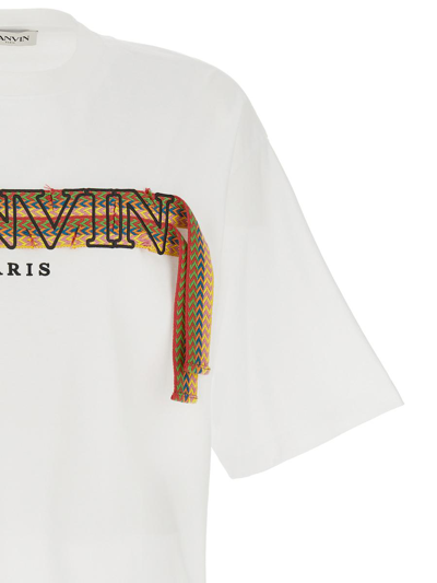 Shop Lanvin Embroidered Curb Lace T-shirt In White