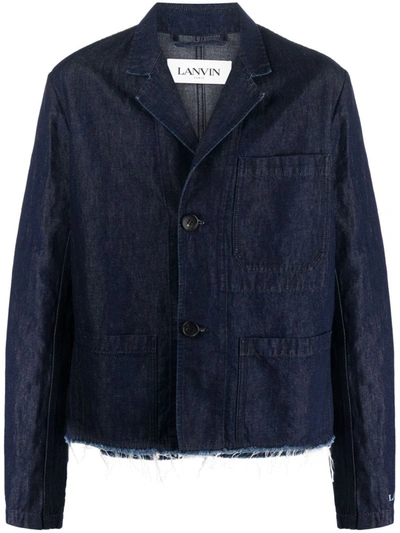Shop Lanvin Patch Pocket Denim Jacket Clothing In 29 Navy Blue