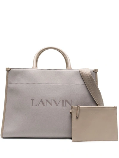 Shop Lanvin Tote Bag Mm With Strap Bags In Grey