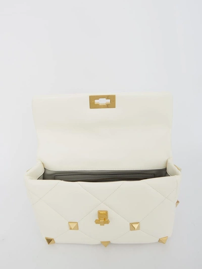 Shop Valentino Large Roman Stud Bag In Ivory