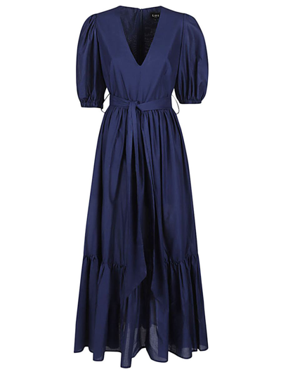 Shop Lavi Cotton Long Dress In Blue