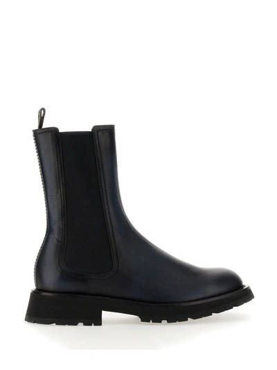 Shop Alexander Mcqueen Leather Boot In Grey