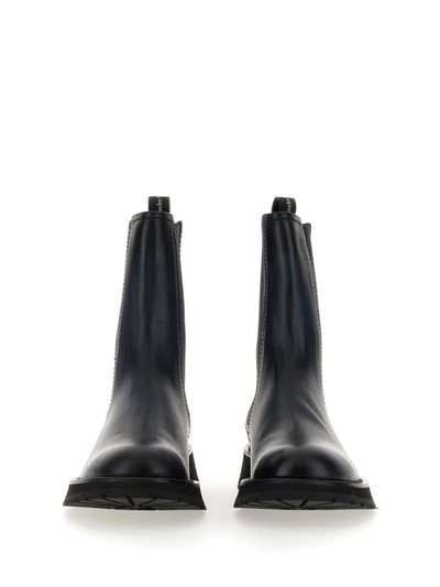 Shop Alexander Mcqueen Leather Boot In Grey