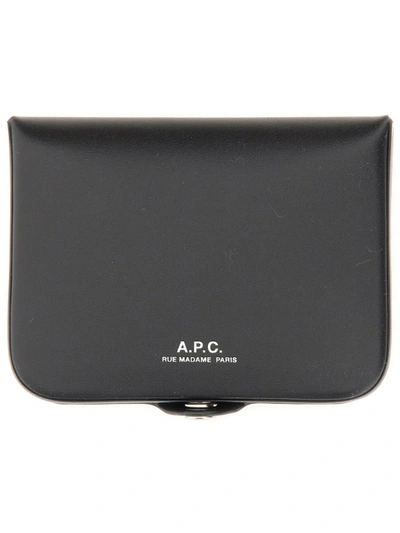 Shop Apc A.p.c. Leather Card Holder In Black