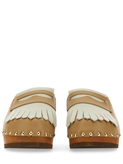 Shop Jejia Leather Clogs In White