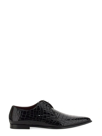 Shop Dolce & Gabbana Leather Derby Shoe In Black