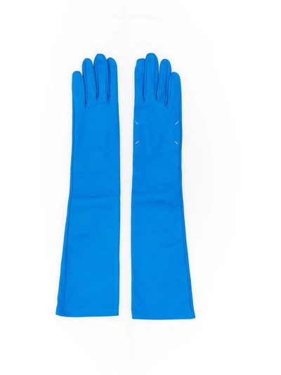 Shop Maison Margiela Leather Gloves In Blue