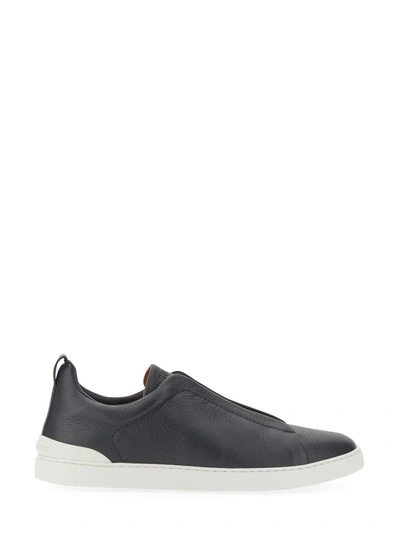 Shop Ermenegildo Zegna Leather Sneaker In Blue