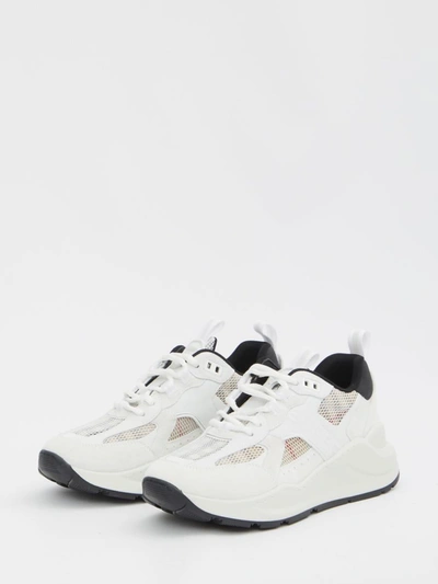 Shop Burberry Leather, Suede And Mesh Sneakers In Beige