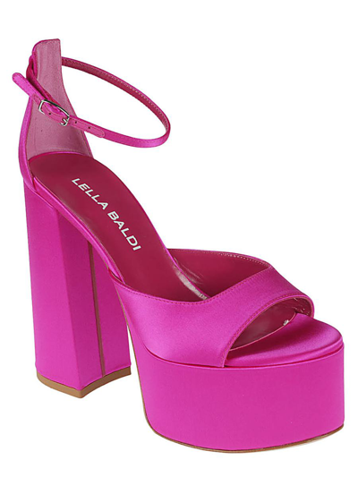 Shop Lella Baldi Heel Sandals In Fuchsia
