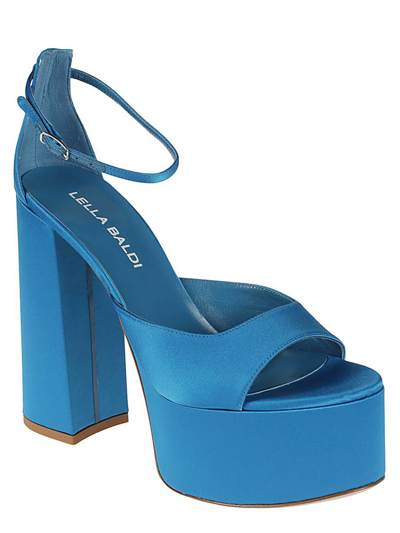 Lella Baldi Blue Blue Slingback Heels In Blue