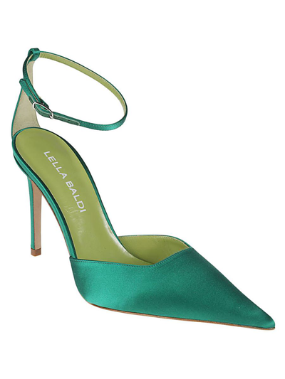 Shop Lella Baldi Satin Pumps In Green