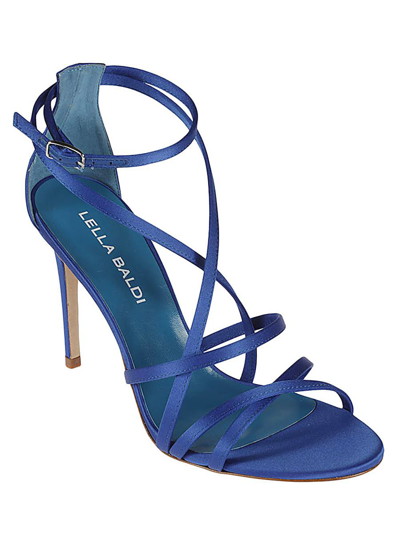 Shop Lella Baldi Satin Sandals In Blue