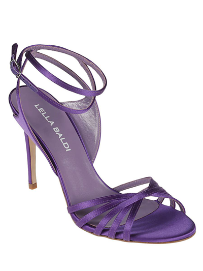 Shop Lella Baldi Satin Sandals In Purple