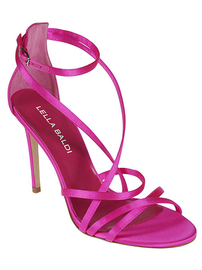 Shop Lella Baldi Satin Sandals In Fuchsia