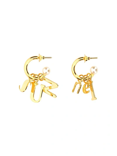 Shop Sunnei Lettering Logo Dangle Earrings In Gold