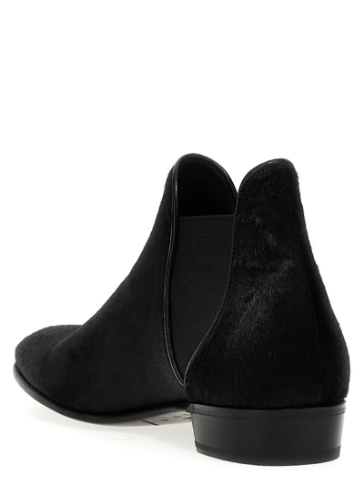 Lidfort Calf Hair Ankle Boots In Black