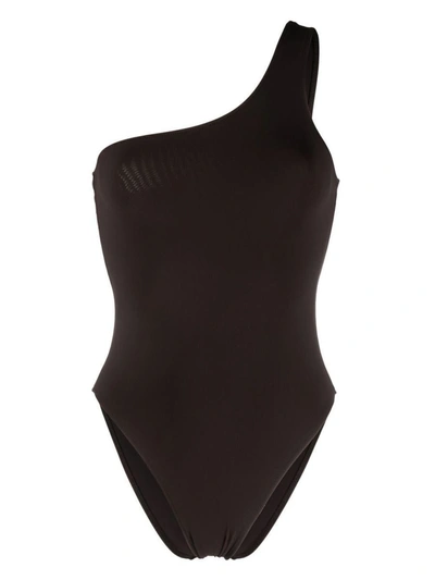Shop Lido Ventinove One-shoulder Swimsuit In Brown
