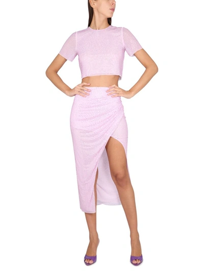 Shop Self-portrait Lilac Hot Fix Skirt In Purple