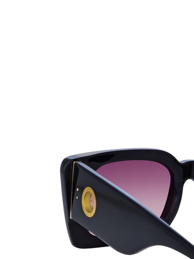 Shop Linda Farrow Sunglasses In Black / Yellow Gold