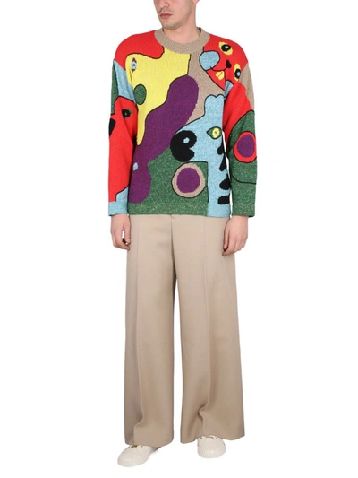 Shop Kenzo Linen Blend Crew Neck Sweater In Multicolor