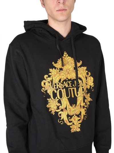 Shop Versace Jeans Couture Versace Jeans Logo Hoodie In Black