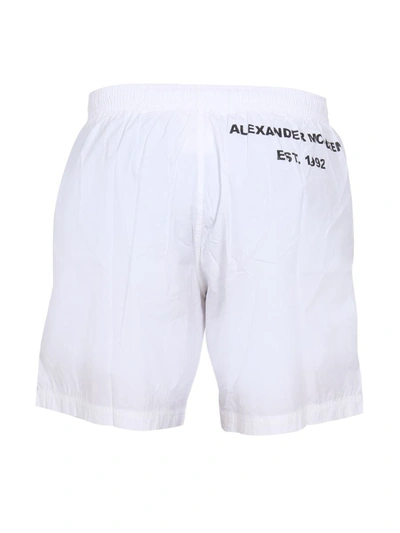 Shop Alexander Mcqueen Logo Print Swimsuit In White