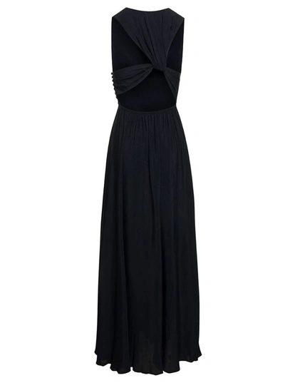 Shop Federica Tosi Long Sleeveless Black Dress With Cut-out Detaiil At The Back In Silk Blend Woman