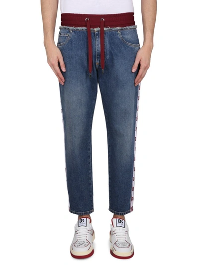 Shop Dolce & Gabbana Loose Jogging Jeans In Blue