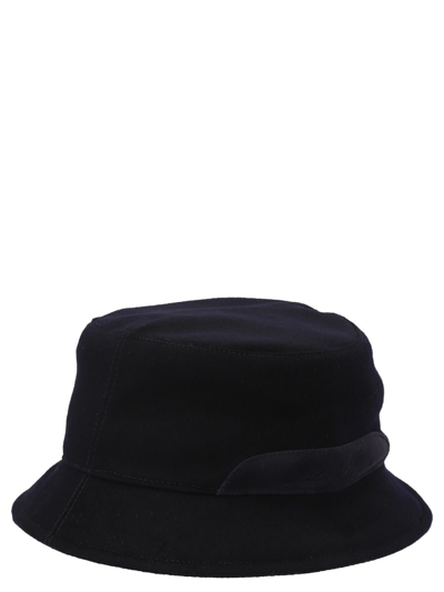 Shop Loro Piana Logo Embroidery Bucket Hat In Blue