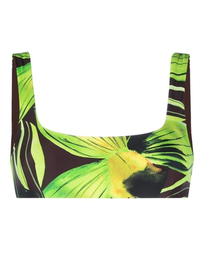 Shop Louisa Ballou Scoop Print Bikini Top In Multicolour