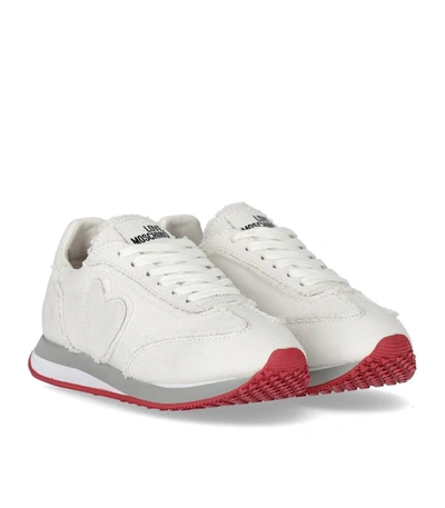 Shop Love Moschino White Canvas Sneaker